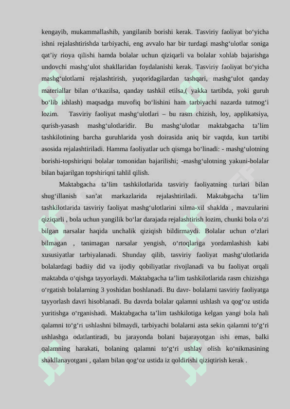 MAKTABGACHA TA’LIM TASHKILOTIDA TASVIRIY FAOLIYAT MASHG‘ULOTLARIDA BOLALARNI IJODKORLIKKA O‘RGATISH 7