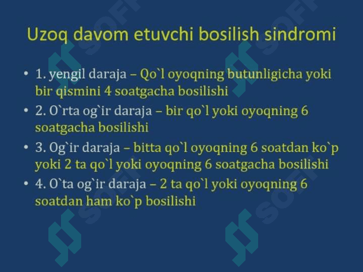 Uzoq bosilish sindromi 1-darajasi 3