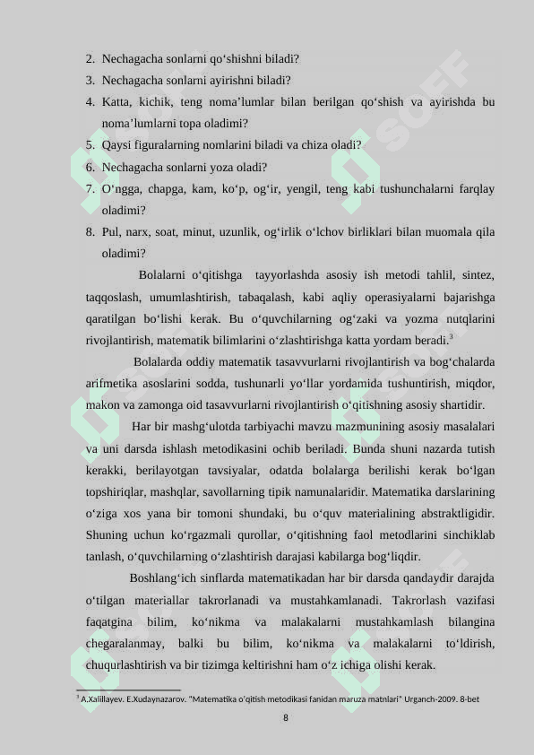 Boshlang‘ich 3-sinflarda matematikadan rasm, chizma, sxema shaklida berilgan topshiriqlar va ularni yechishga o‘rgatish metodikasi 8