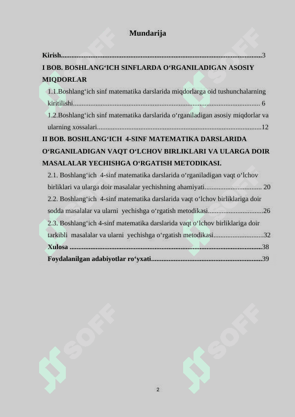 Boshlangʻich 4-sinf matematika darslarida vaqt oʻlchov birliklari va vaqt oʻlchov birliklariga doir masalalar yechishga oʻrgatish metodikasi 2