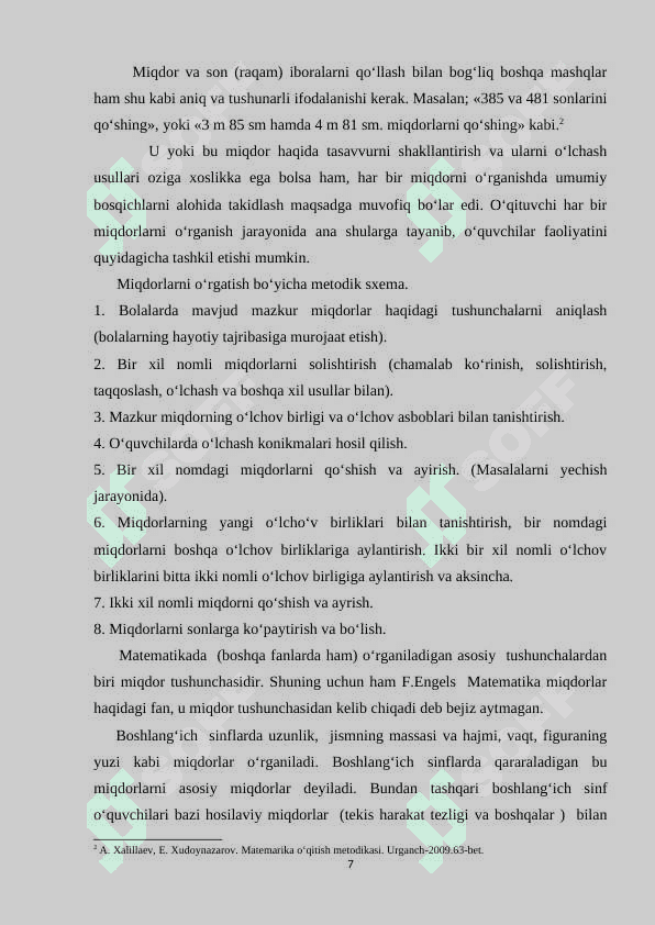 Boshlangʻich 4-sinf matematika darslarida vaqt oʻlchov birliklari va vaqt oʻlchov birliklariga doir masalalar yechishga oʻrgatish metodikasi 7