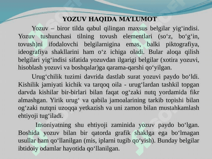 YOZUVLAR TARIXIDAN MA’LUMOT. HUSNIXATGA O‘RGATISH METODIKASINING SHAKLLANISH TARIXI 3