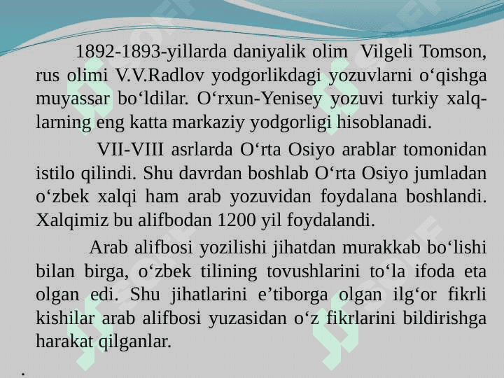 YOZUVLAR TARIXIDAN MA’LUMOT. HUSNIXATGA O‘RGATISH METODIKASINING SHAKLLANISH TARIXI 5