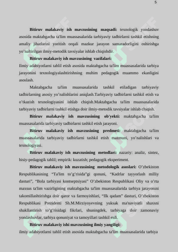 Maktabgacha ta`lim muassasalarida tarbiya jarayonini texnologiyalashtirish” 5