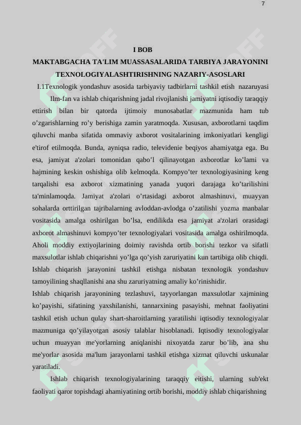 Maktabgacha ta`lim muassasalarida tarbiya jarayonini texnologiyalashtirish” 7