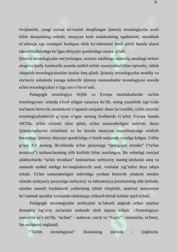 Maktabgacha ta`lim muassasalarida tarbiya jarayonini texnologiyalashtirish” 8