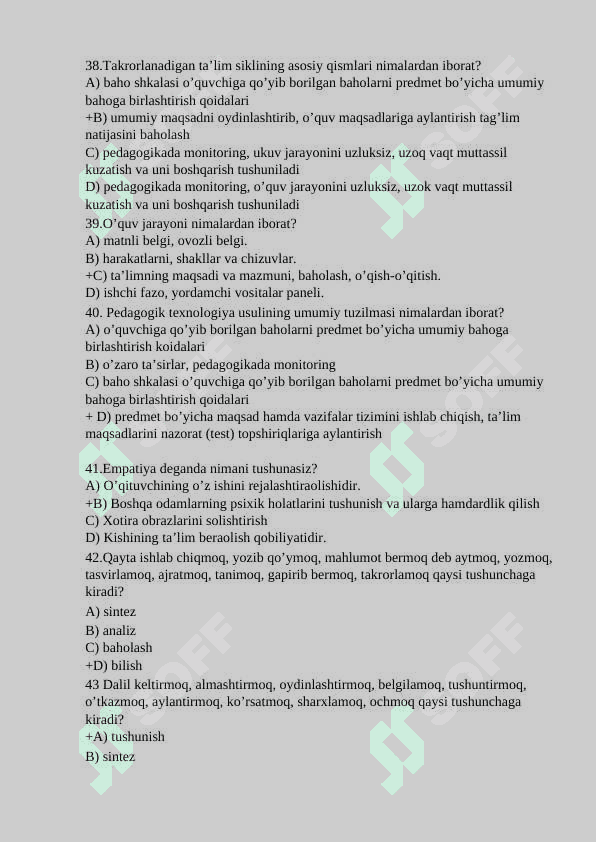 Pedagogika 400-test javoblari bilan 7