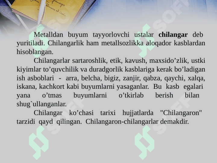 Chilangarlik ishlari haqida malumot 4