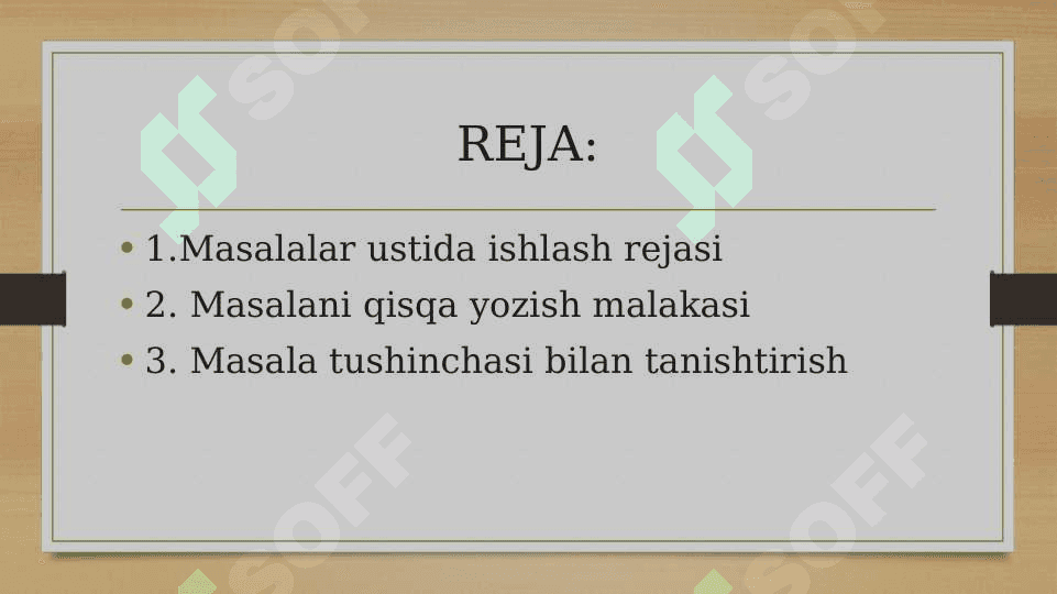 Masalalar ustida ishlash rejasini tuzish 2