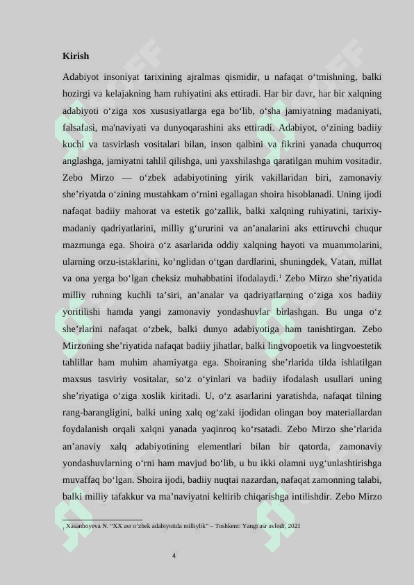 Zebo Mirzo she’riyatida milliy ruh va an’analar KURS ISHI 4