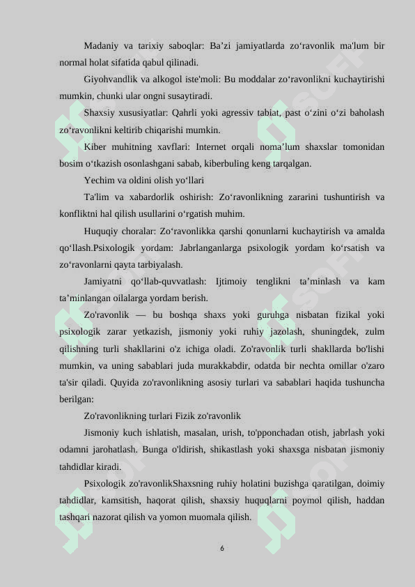 Bolalarga nisbatan zoʻravonlikni oldini olish chora tadbirlari 6