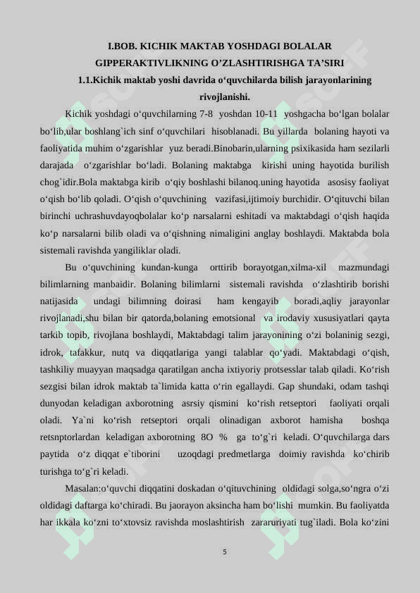 Kichik maktab yoshdagi bolalar gipperaktivlikning o’zlashtirishga ta’siri 5