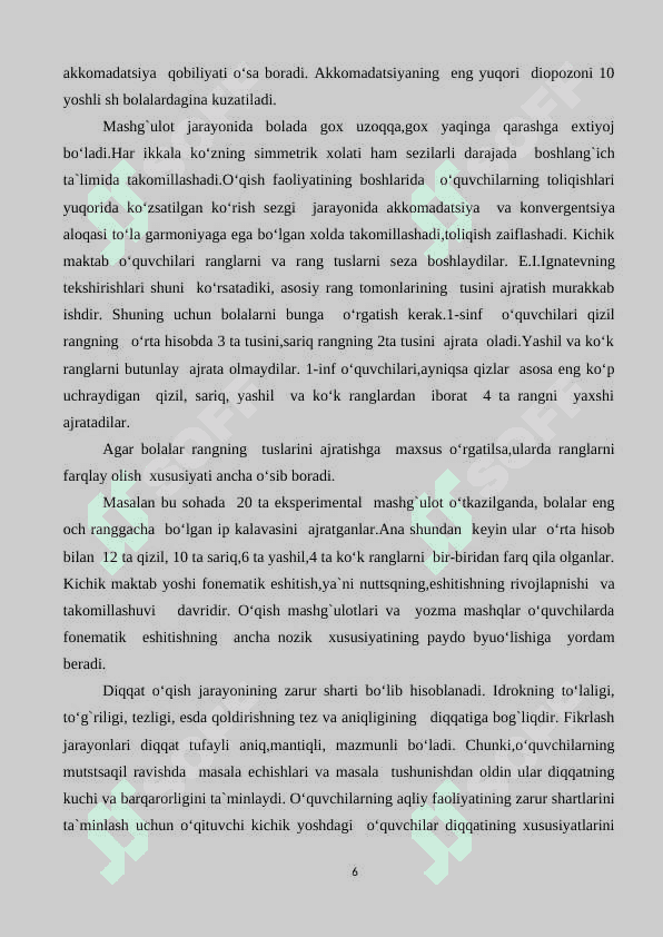 Kichik maktab yoshdagi bolalar gipperaktivlikning o’zlashtirishga ta’siri 6