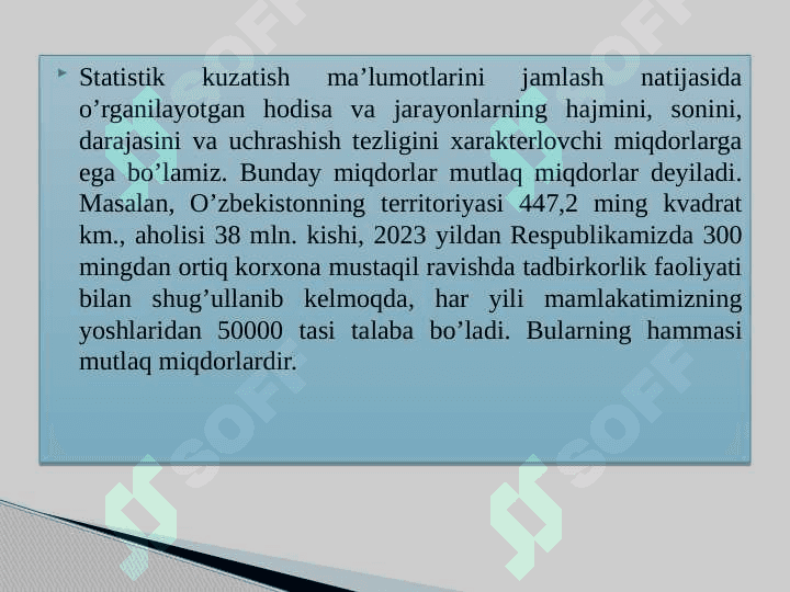 MUTLAQ VA NISBIY MIQDORLAR 2