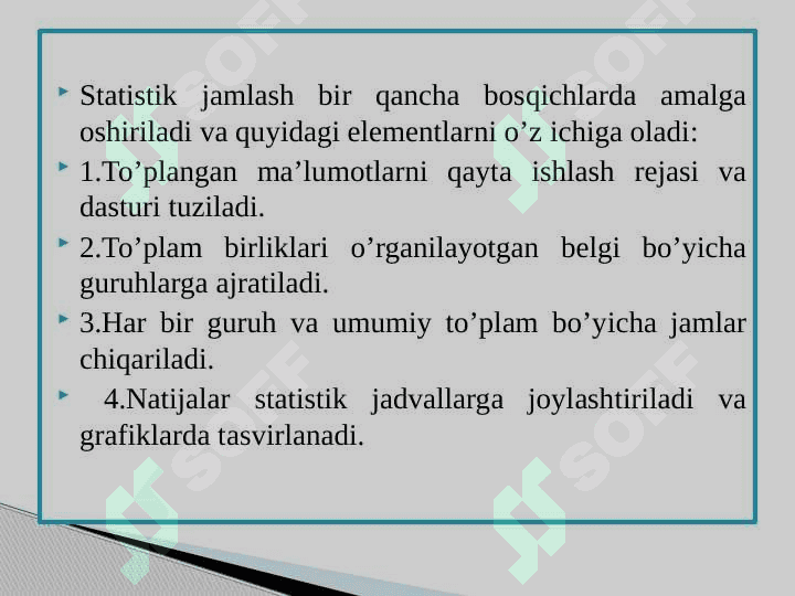STATISTIKADA  JAMLASH VA GURUHLASH 5
