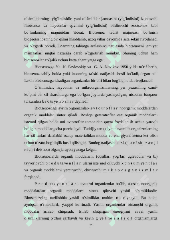 Biogeotsenozlar haqida tushuncha va funktsional tuzilishi 7