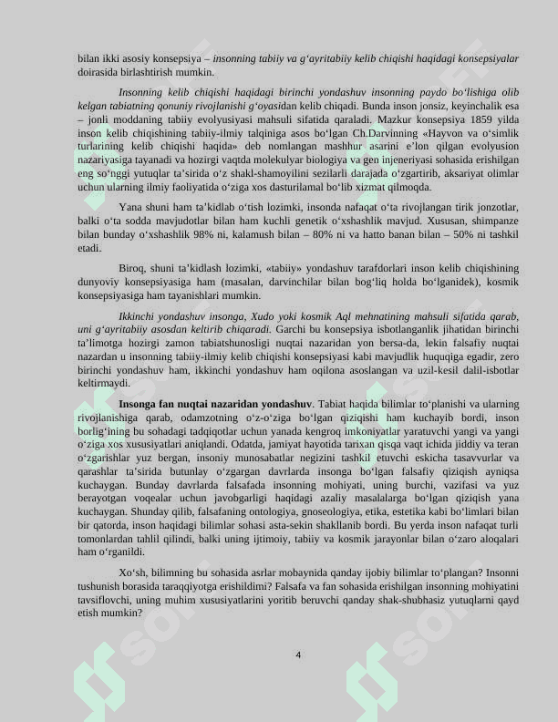 FALSAFIY ANTROPOLOGIYA (INSON HAQIDAGI TA’LIMOT 4