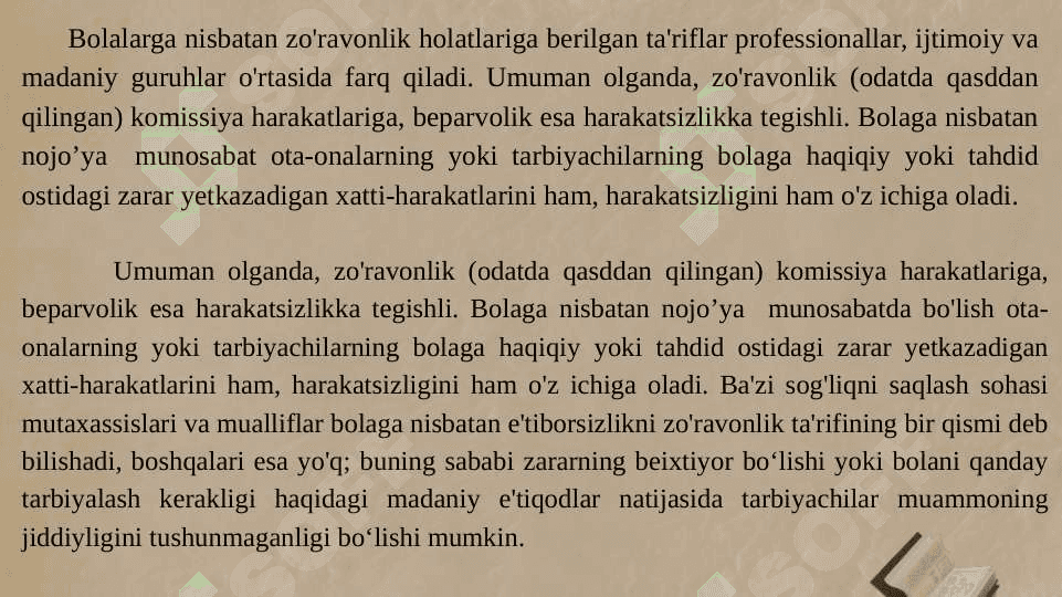 Bolalarga nisbatan ehtiyotsiz munosabatlar-ijtimoiy xizmatning dolzarb muammosi sifatida 8