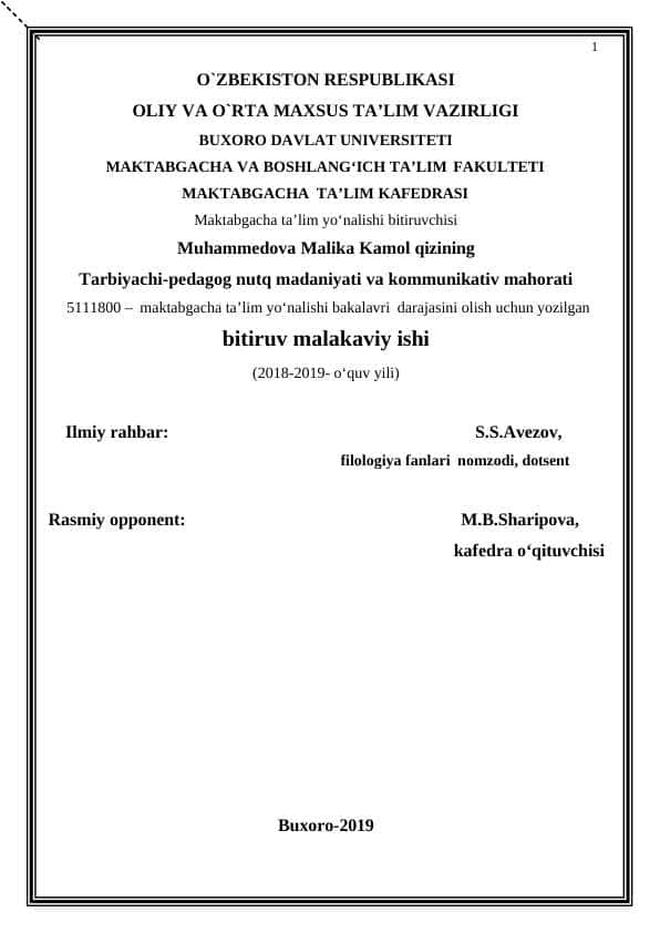 Tarbiyachi-pedagog nutq madaniyati va kommunikativ mahorati