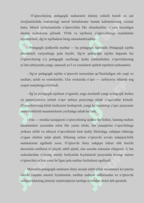 O'QUVCHILAR BILIM SIFATINI OSHIRISH 6