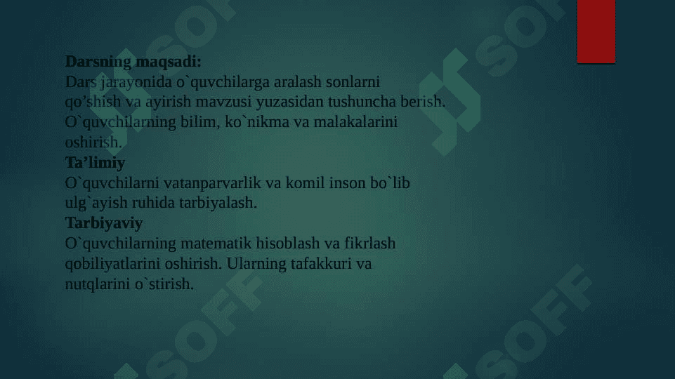 MAVZU:O’NLI KASRLARNI TAQQOSLASH 3