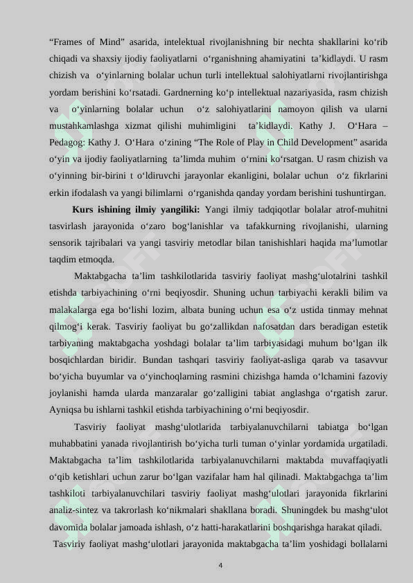 TEVARAK ATROFNI TASVIRLASH ASOSIDA BOLALARNING TASVIRIY FAOLIYATI. 4