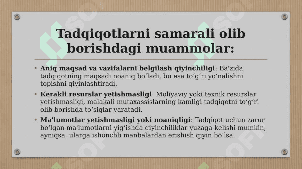 Tadqiqotlarni samarali olib borish muammolari va usullari 3