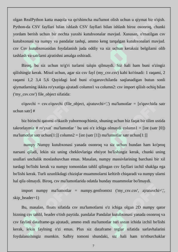 Pyhonda matnlar bilan ishlash  funksiyalari 7
