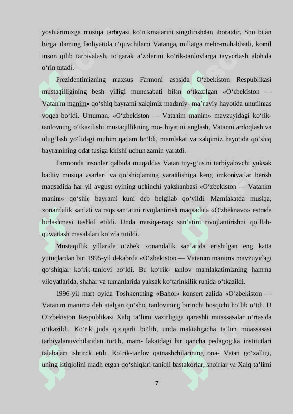 Sinfdan tashqari musiqa tadbirlarining maqsad va vazifalari 7