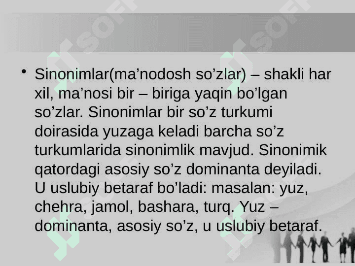Maʼnodosh soʻzlar- sinonimlar 4