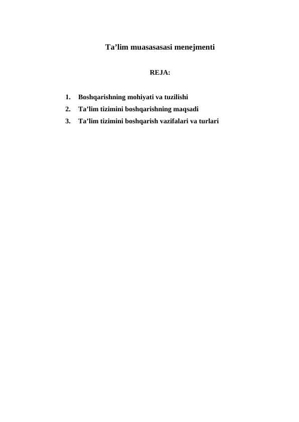 Ta’lim muasasasasi menejmenti 1
