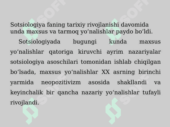 Sotsiologiyadadigi maxsus va tarmoq yönalishlar 2