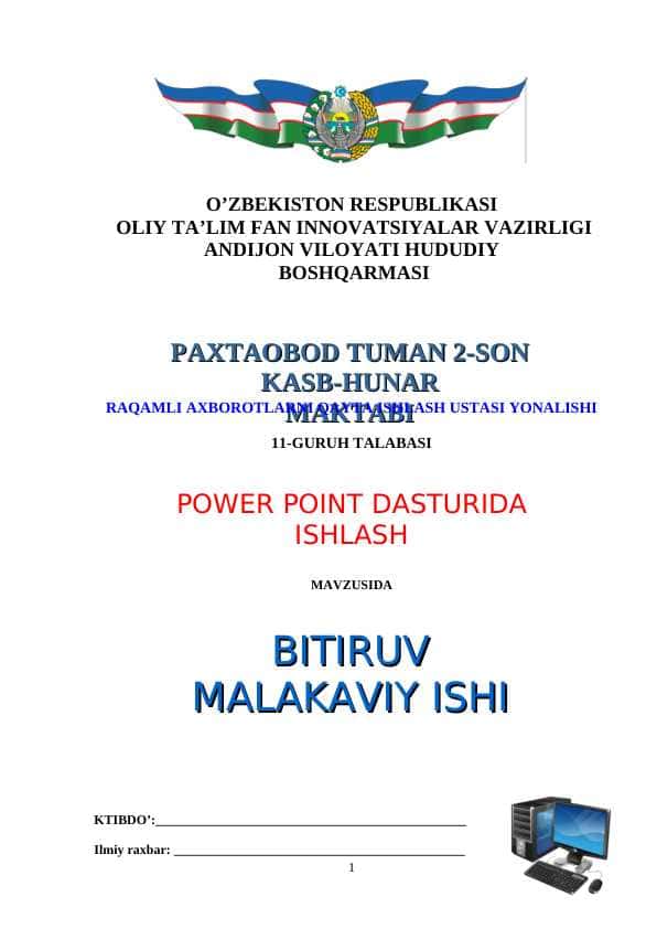 POWER POINT DASTURIDA ISHLASH 1
