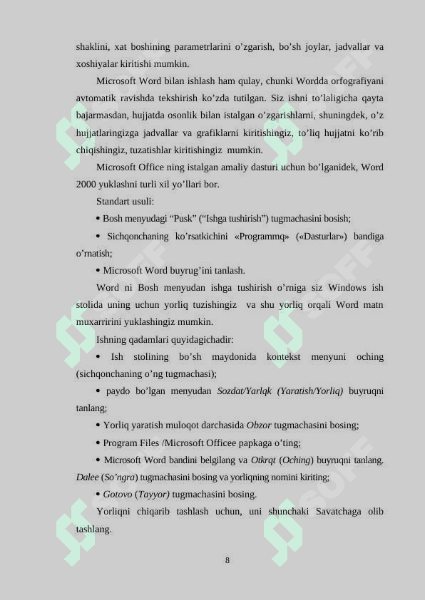 POWER POINT DASTURIDA ISHLASH 8