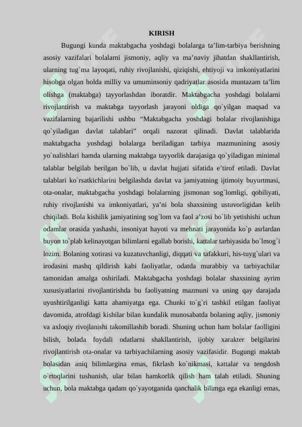 Ilk qadam takomillashtirilgan davlat dasturida bolalarni jismoniy rivojlanishiga quyiladigan talablarni guruhlarda oʻrganish 2