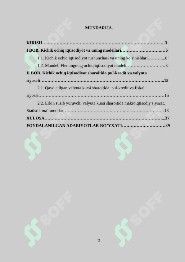 Kichik ochiq iqtisodiyot modeli 2