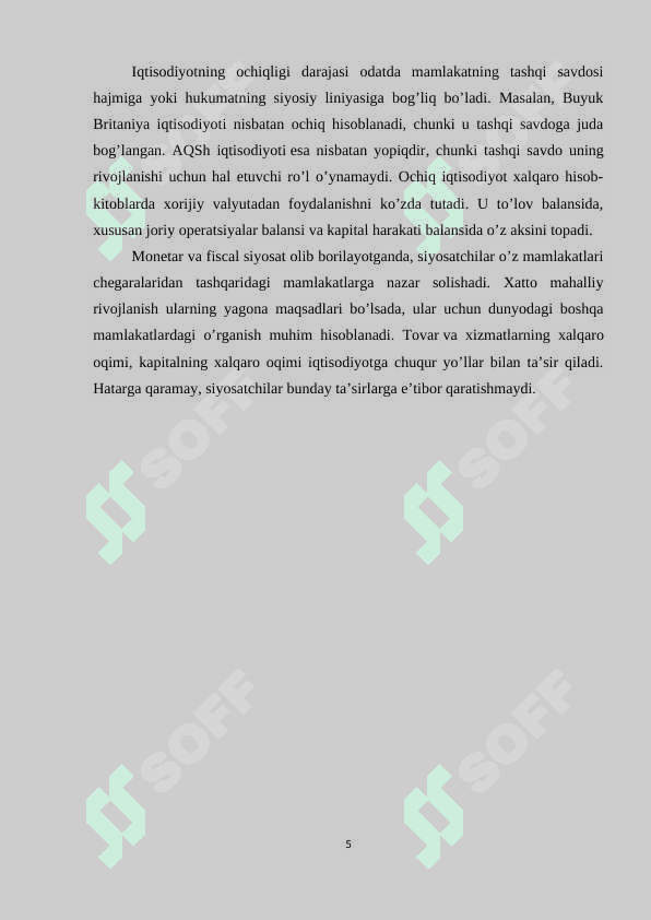Kichik ochiq iqtisodiyot modeli 5