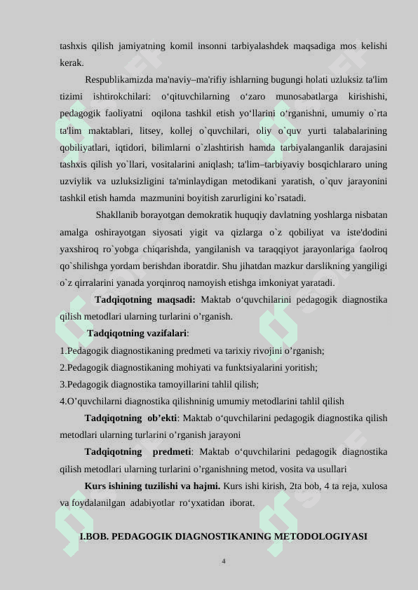 Maktab o‘quvchilarini pedagogik diagnostika qilish metodlari ularning turlari 4