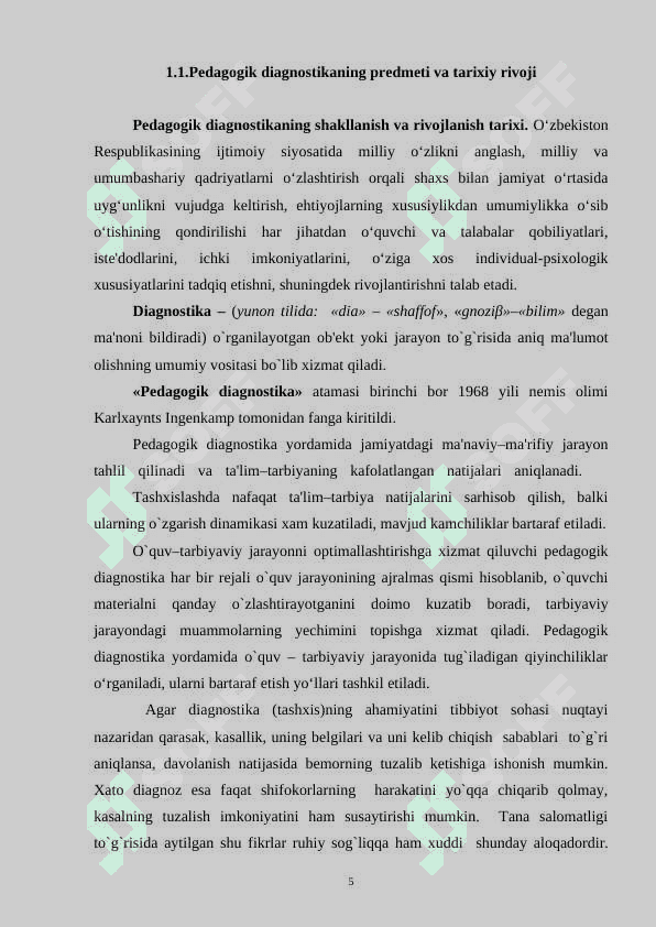 Maktab o‘quvchilarini pedagogik diagnostika qilish metodlari ularning turlari 5