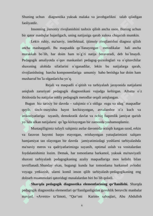 Maktab o‘quvchilarini pedagogik diagnostika qilish metodlari ularning turlari 6
