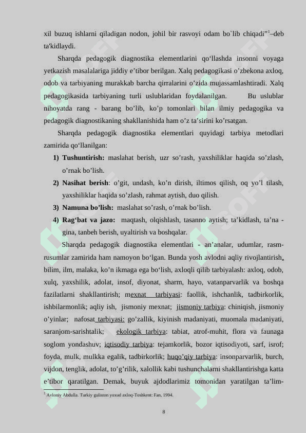 Maktab o‘quvchilarini pedagogik diagnostika qilish metodlari ularning turlari 8