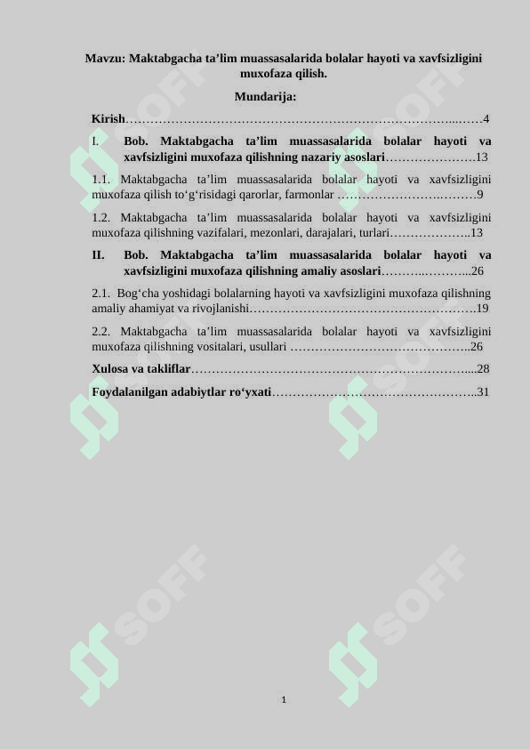 Maktabgacha ta’lim muassasalarida bolalar hayoti va xavfsizligini muxofaza qilish. 2