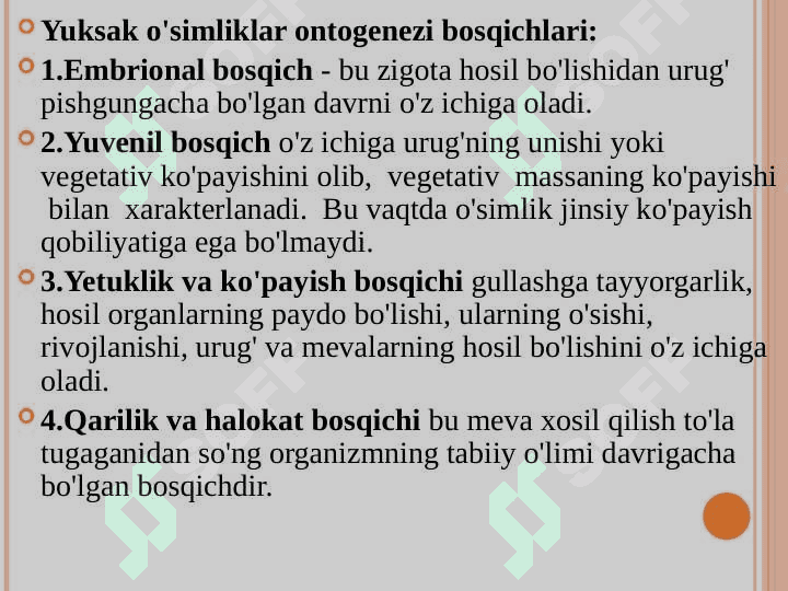 O’SIMLIKLARNING O’SISH VA RIVOJLANISH FIZIOLOGIYASI 3