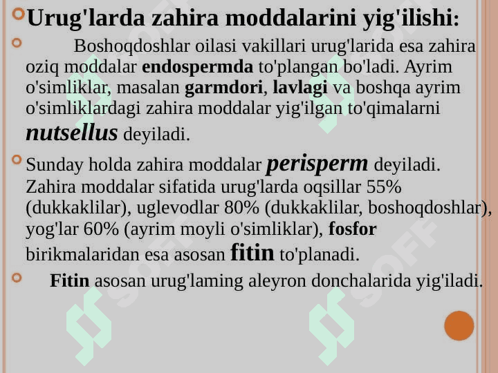 O’SIMLIKLARNING O’SISH VA RIVOJLANISH FIZIOLOGIYASI 7