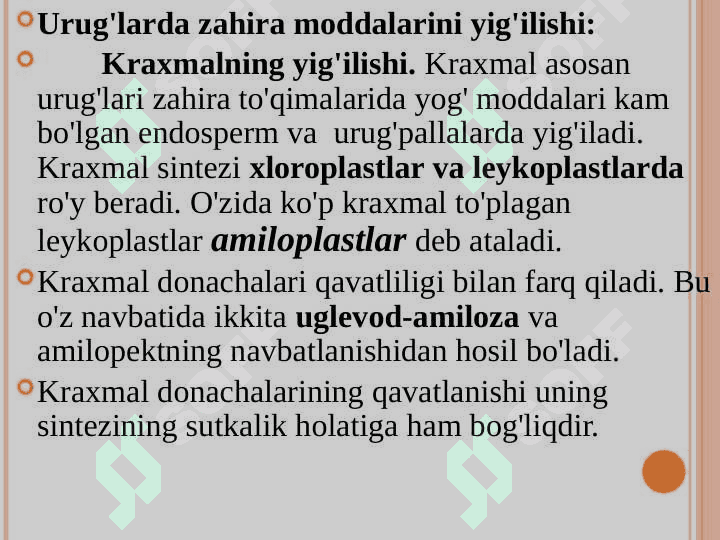 O’SIMLIKLARNING O’SISH VA RIVOJLANISH FIZIOLOGIYASI 8