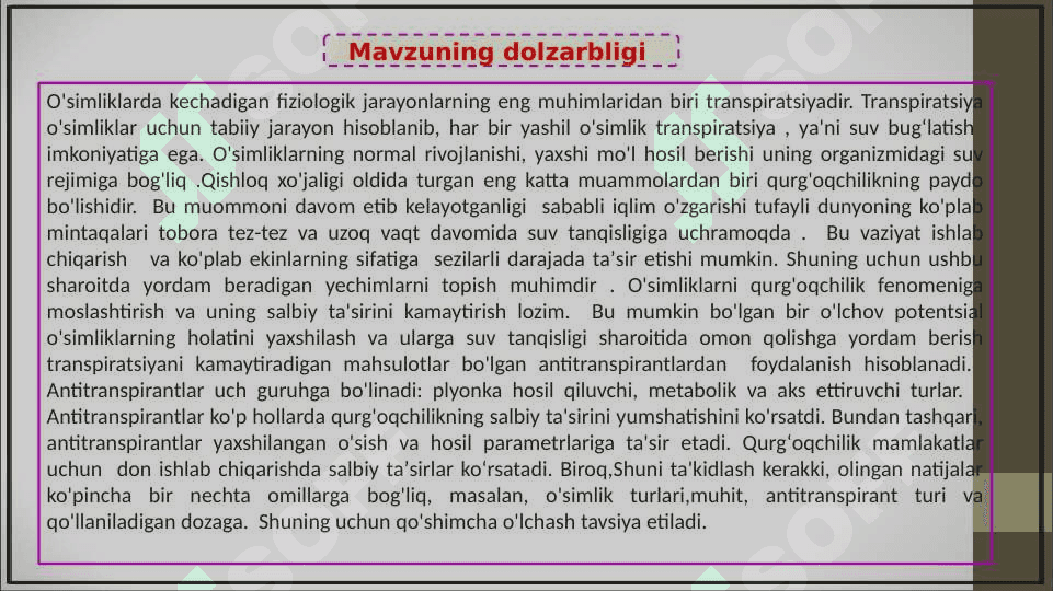 Antiranspirantlar va ularning xalq xo‘jaligida tutgan o‘rni 2