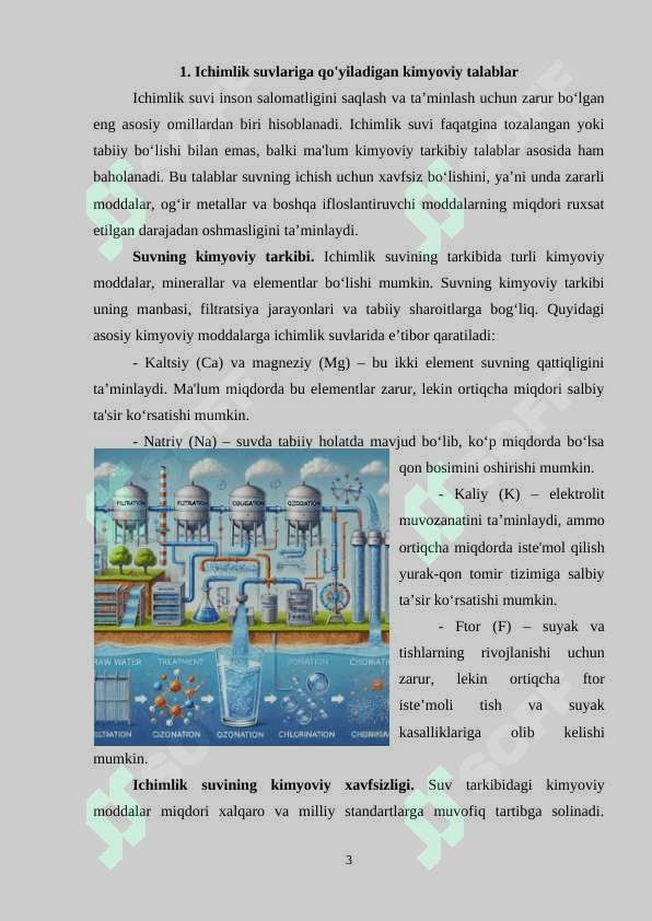 Ichimlik suvlariga qo‘yiladigan talablar 3