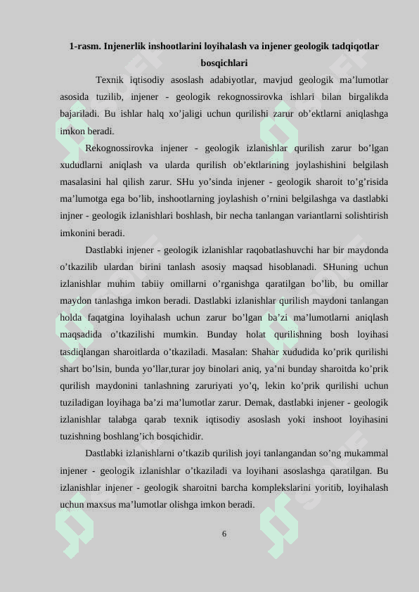 SHMQ talablari asosida ma’lum maydonning injiner-geologik sharoit va injiner-geologik rayonlashtirish kartalarini tuzish va uning shartli belgilari. 6