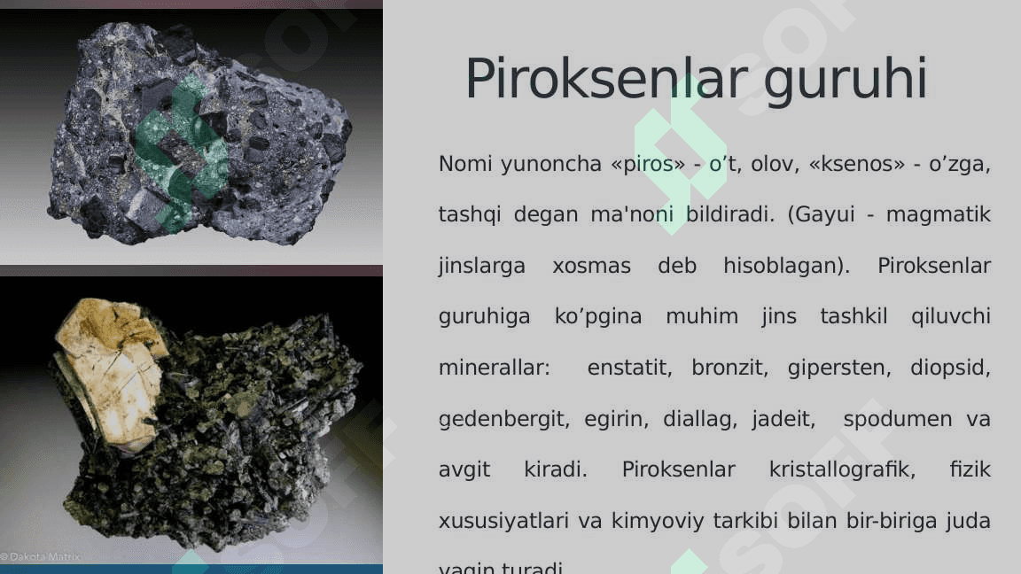 Piroksenlar, ularning tabiatda uchrashi, turlari 3