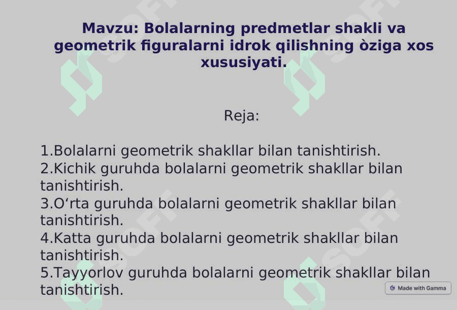 Bolalarning predmetlar shakli va geometrik figuralarni idrok qilishning o’ziga xos xususiyati 2